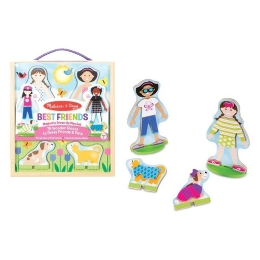 Melissa & Doug Best Friends Magnetic Dress-Up Wooden Dolls Pretend Play Set​